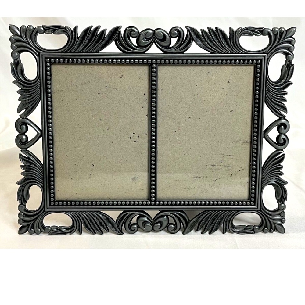 Elegant Metal Double Photo Frame 12x9” holds 2 4.5x6.5”
